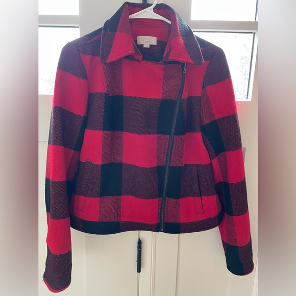 LOFT Jackets & Blazers - Loft small red black buffalo plaid jacket coat